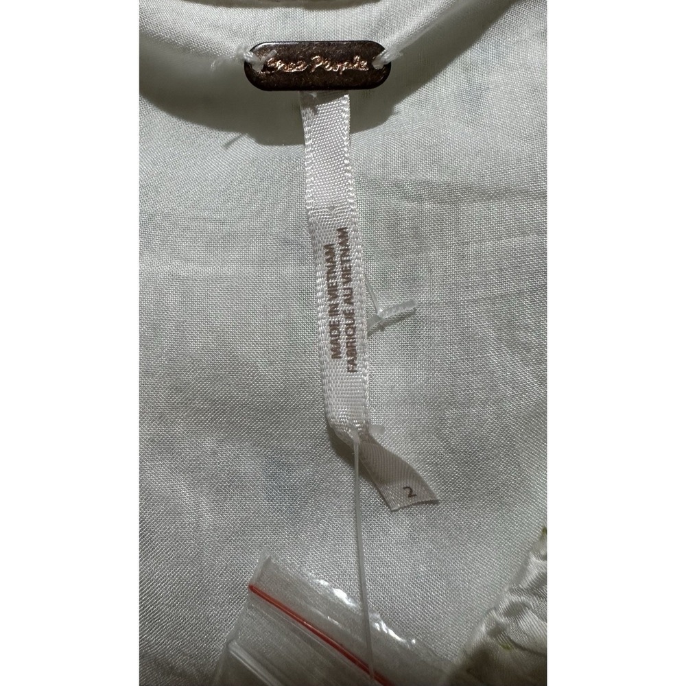 FREE‎ PEOPLE  Women's Sweetest Thing Long Sleeve Minidress Size 2 Ivory Combo - Picture 8 of 9